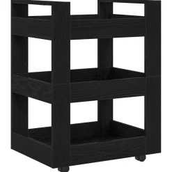 vidaXL Keuken Trolley Zwart Eiken 60 x 45 x 80 cm Bewerkt hout