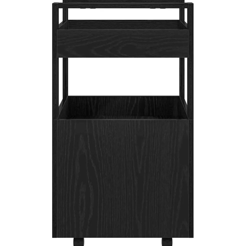 vidaXL Keuken Trolley Zwart eiken 60 x 45 x 80 cm Bewerkt hout
