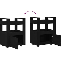 vidaXL Keuken Trolley Zwart eiken 60 x 45 x 80 cm Bewerkt hout