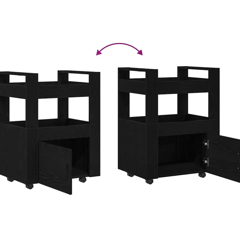 vidaXL Keuken Trolley Zwart eiken 60 x 45 x 80 cm Bewerkt hout