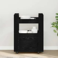 vidaXL Keuken Trolley Zwart eiken 60 x 45 x 80 cm Bewerkt hout