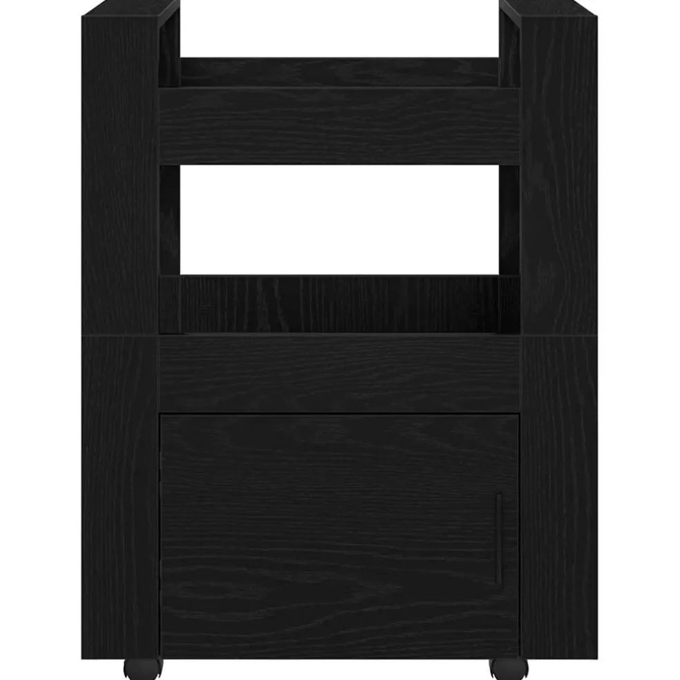 vidaXL Keuken Trolley Zwart eiken 60 x 45 x 80 cm Bewerkt hout