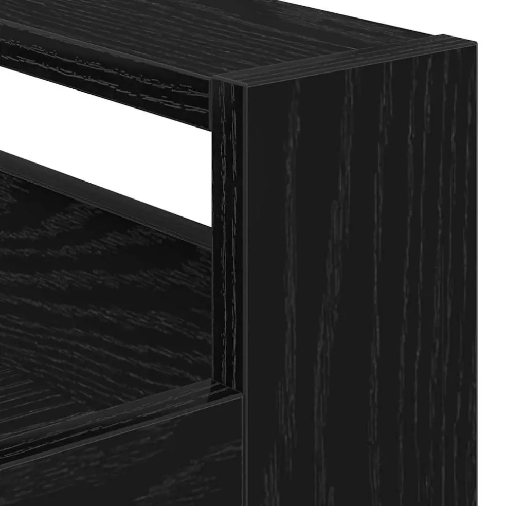 vidaXL Keuken Trolley Zwart eiken 60 x 45 x 80 cm Bewerkt hout