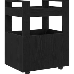 vidaXL Keuken Trolley Zwart eiken 60 x 45 x 80 cm Bewerkt hout