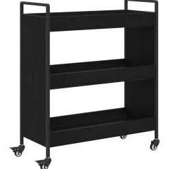 vidaXL Keuken Trolley Zwart Eiken 70 x 30 x 82 cm Bewerkt hout