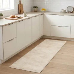 vidaXL Keuken Vloerkleed crèmekleurig beton 150 x 45 cm 100% Polyamide