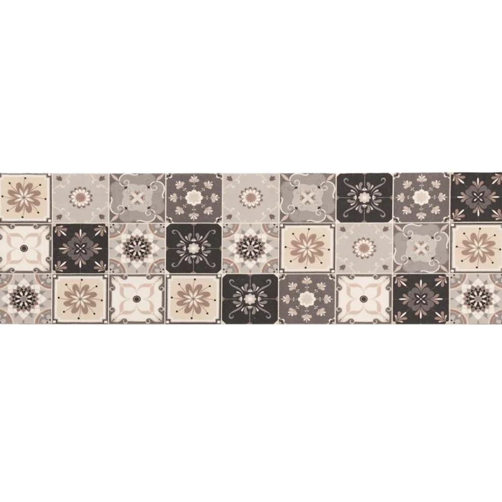 vidaXL Keuken Vloerkleed Grijs-beige mozaïek 150 x 45 cm