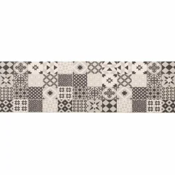 vidaXL Keuken Vloerkleed Grijs mozaïek 150 x 45 cm 100% Polyamide