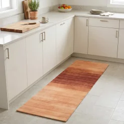 vidaXL Keuken Vloerkleed Oranje tint 150 x 45 cm 100% Polyamide