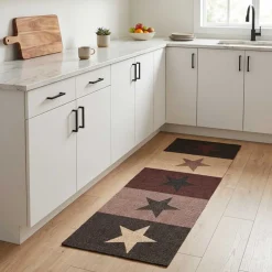 vidaXL Keuken Vloerkleed Rode sterren 150 x 45 cm 100% Polyamide
