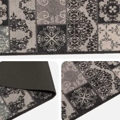 vidaXL Keuken Vloerkleed zwarte mozaïek 150 x 45 cm 100% Polyamide