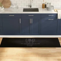 vidaXL Keuken Vloerkleed Zwart 180 x 60 cm 100% Polyamide Wasbaar