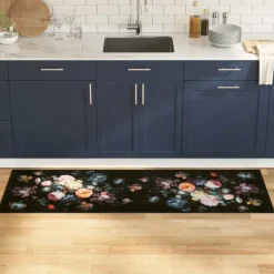 vidaXL Keuken Vloerkleed Zwart 180 x 60 cm Fluweel
