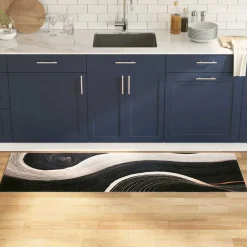 vidaXL Keuken Vloerkleed Zwart 180 x 60 cm Fluweel