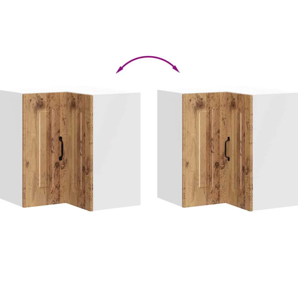 vidaXL Keukenwandhoekkast Kalmar bewerkt hout oud houtkleurig