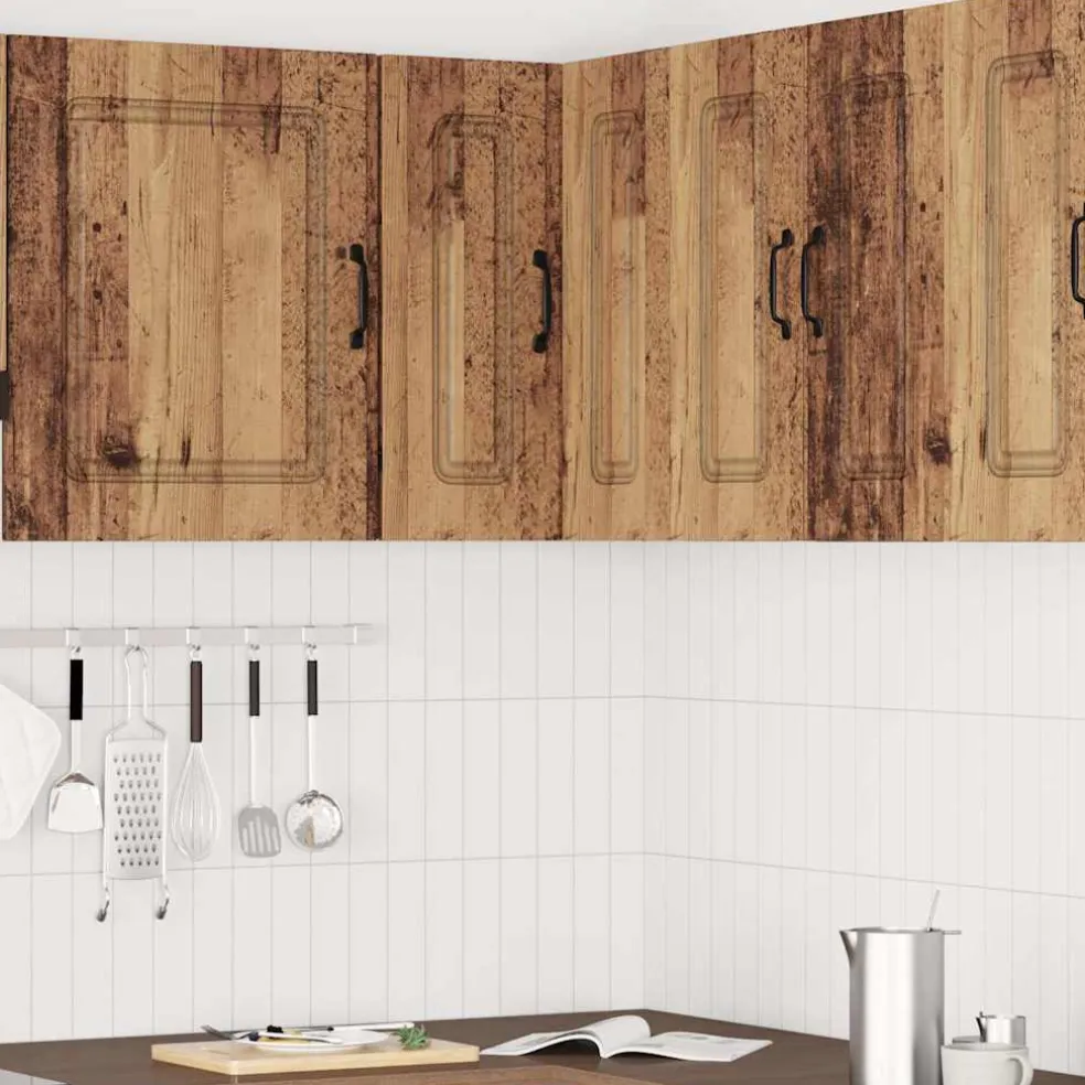 vidaXL Keukenwandhoekkast Kalmar bewerkt hout oud houtkleurig