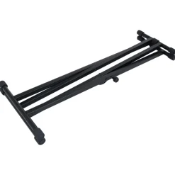 vidaXL Keyboardstandaard en -kruk dubbel versterkt zwart