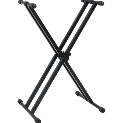 vidaXL Keyboardstandaard en -kruk dubbel versterkt zwart