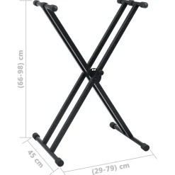 vidaXL Keyboardstandaard en -kruk dubbel versterkt zwart