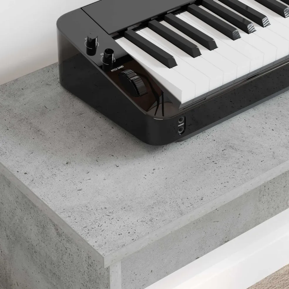 vidaXL Keyboardstand Beton Grijs 120 x 32 x 64 cm Bewerkt hout