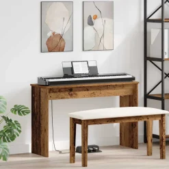 vidaXL Keyboardstand Oudhout 100 x 32 x 64 cm Bewerkt hout