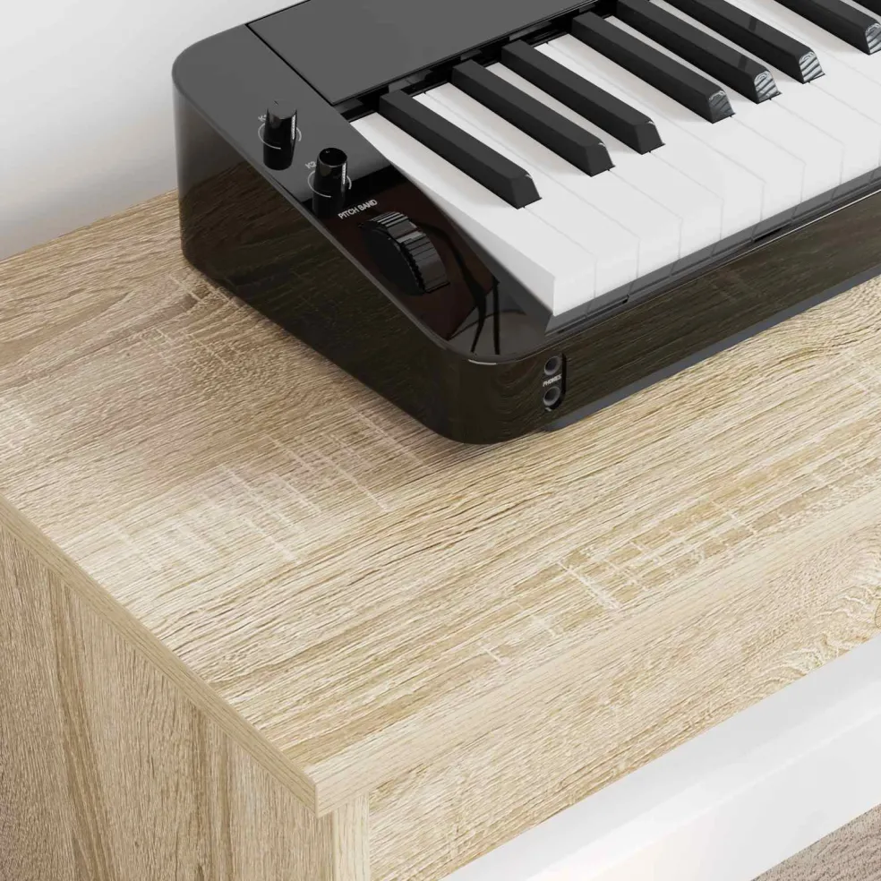 vidaXL Keyboardstand Sonoma Eiken 100 x 32 x 64 cm Bewerkt hout