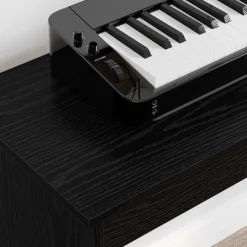 vidaXL Keyboardstand Zwart Eiken 100 x 32 x 64 cm Bewerkt hout