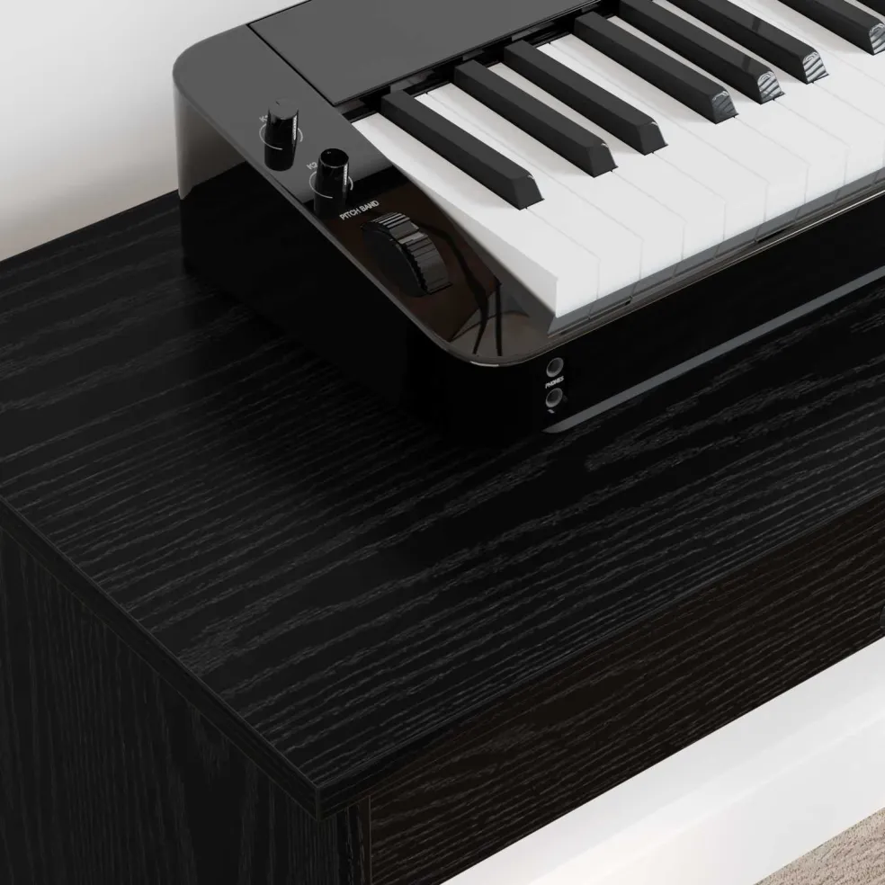 vidaXL Keyboardstand Zwart Eiken 100 x 32 x 64 cm Bewerkt hout