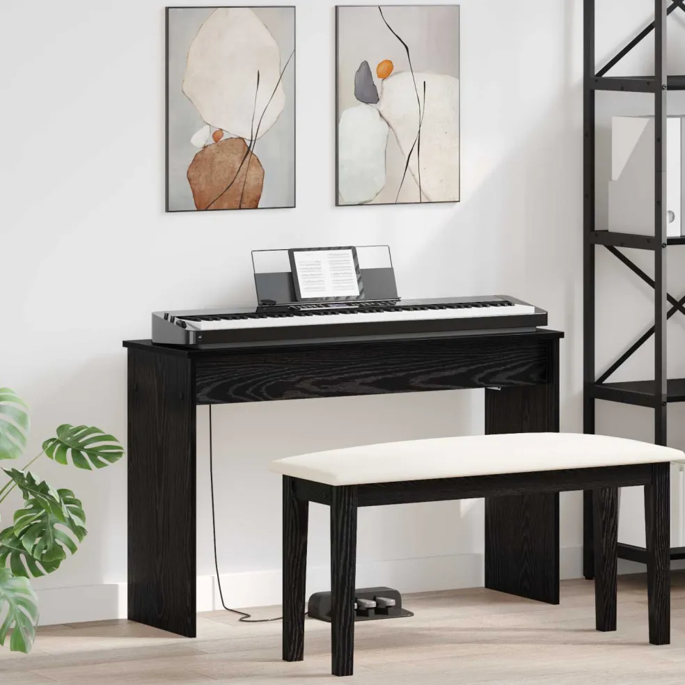 vidaXL Keyboardstand Zwart Eiken 100 x 32 x 64 cm Bewerkt hout
