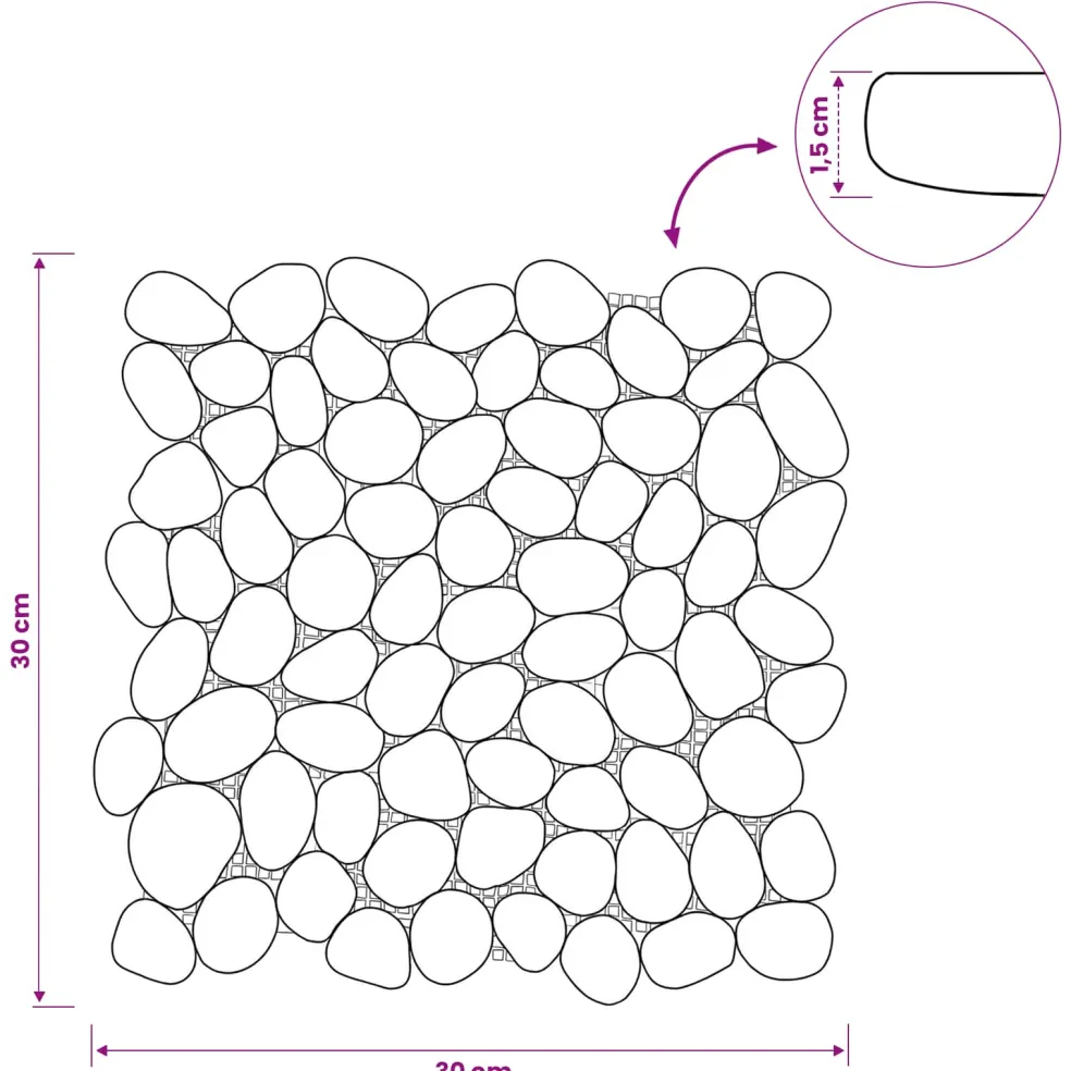 vidaXL Kiezeltegels Grijs 30 x 30 cm Rivierenkiezel
