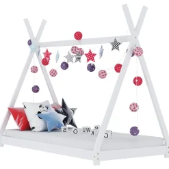 vidaXL Kinderbedframe massief grenenhout wit 70x140 cm