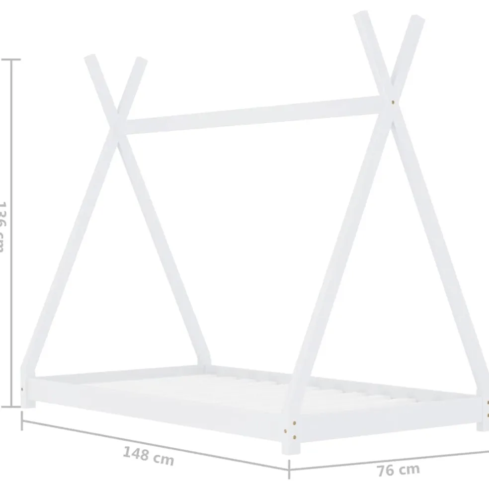 vidaXL Kinderbedframe massief grenenhout wit 70x140 cm