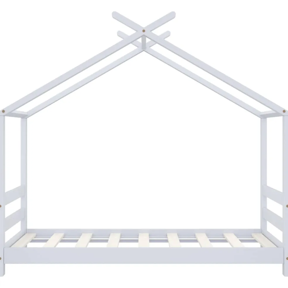 vidaXL Kinderbedframe massief grenenhout wit 70x140 cm