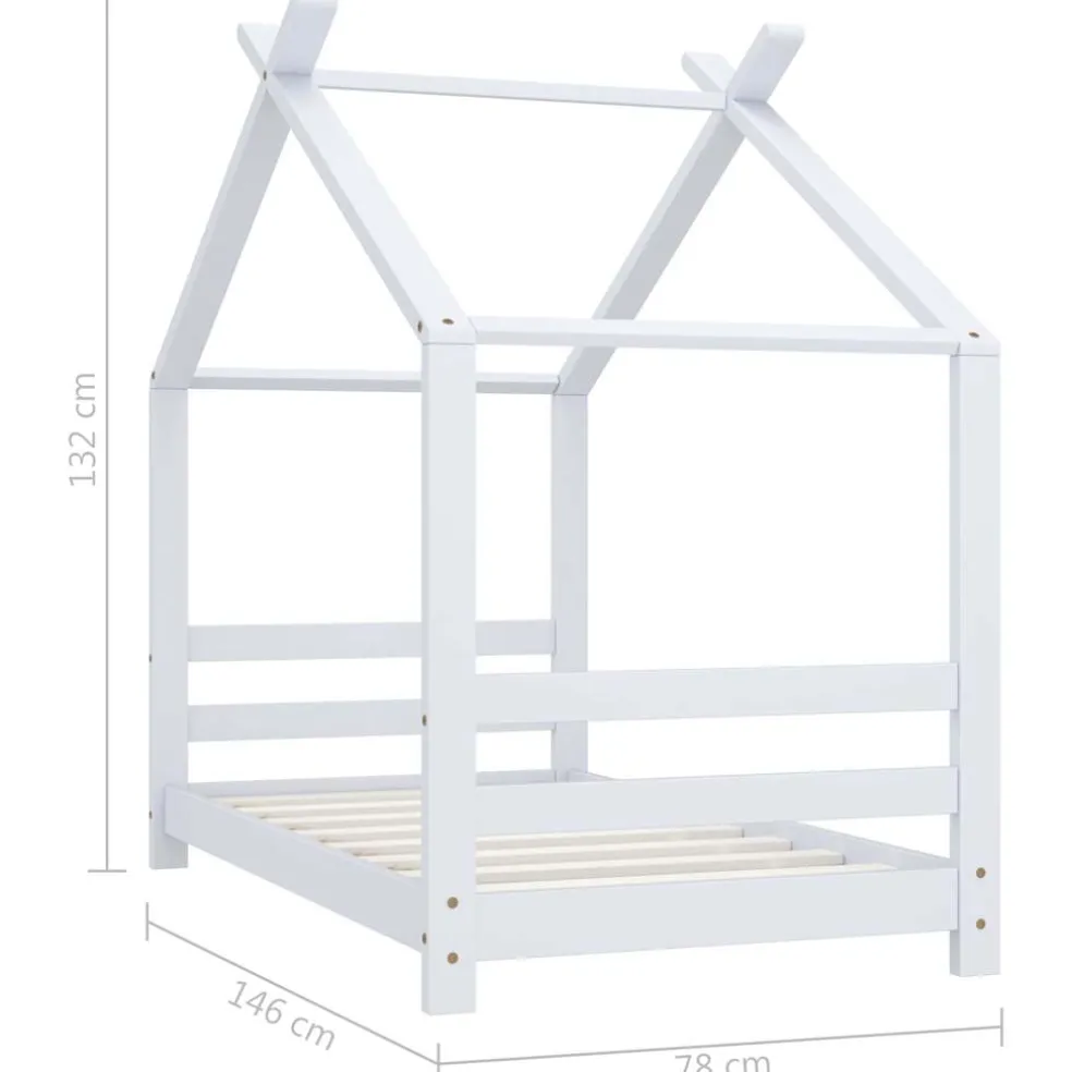 vidaXL Kinderbedframe massief grenenhout wit 70x140 cm