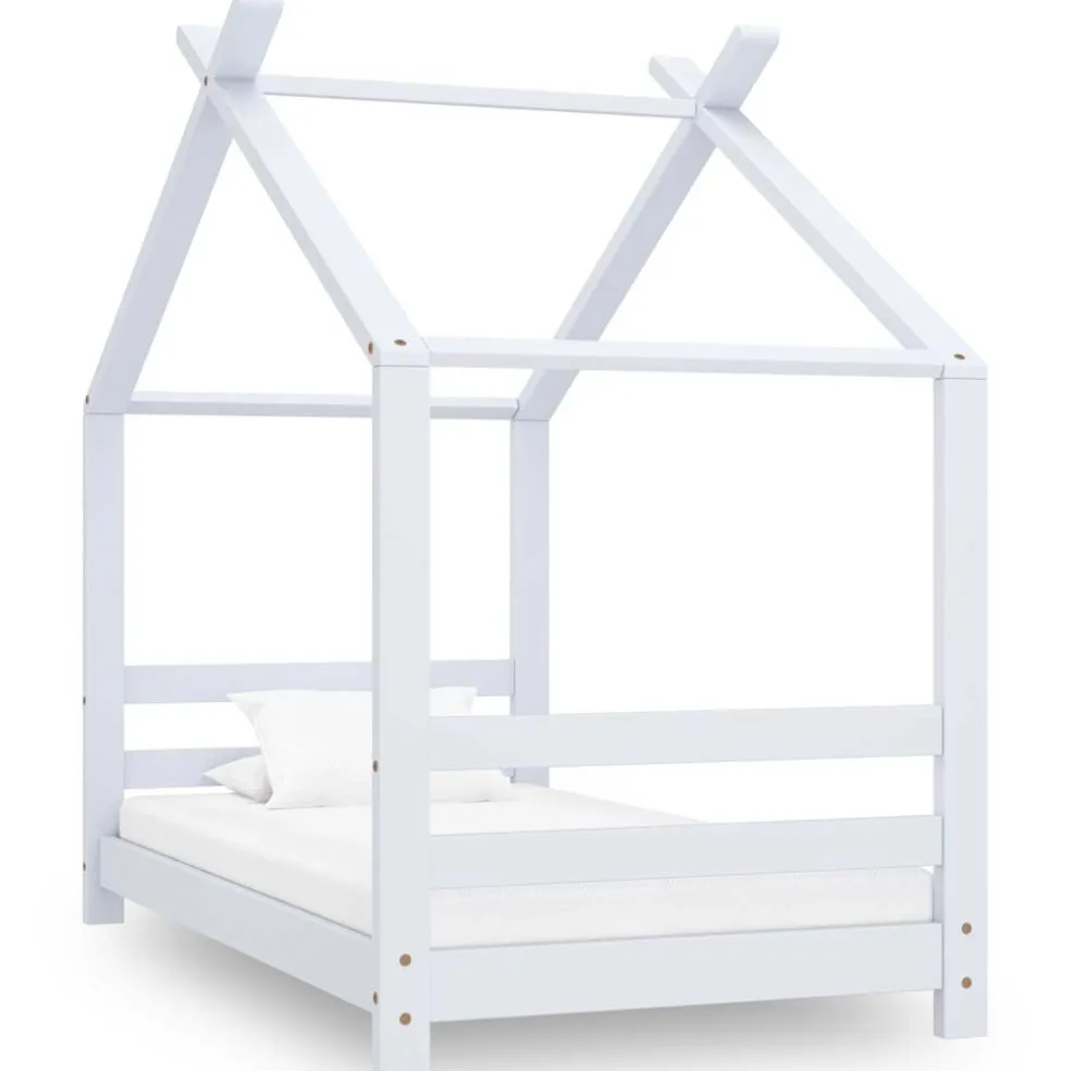 vidaXL Kinderbedframe massief grenenhout wit 70x140 cm