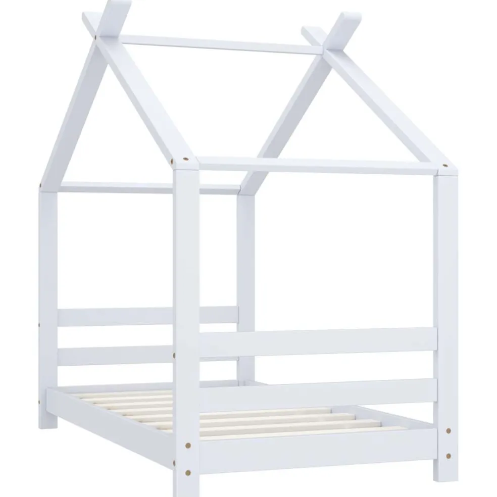 vidaXL Kinderbedframe massief grenenhout wit 70x140 cm