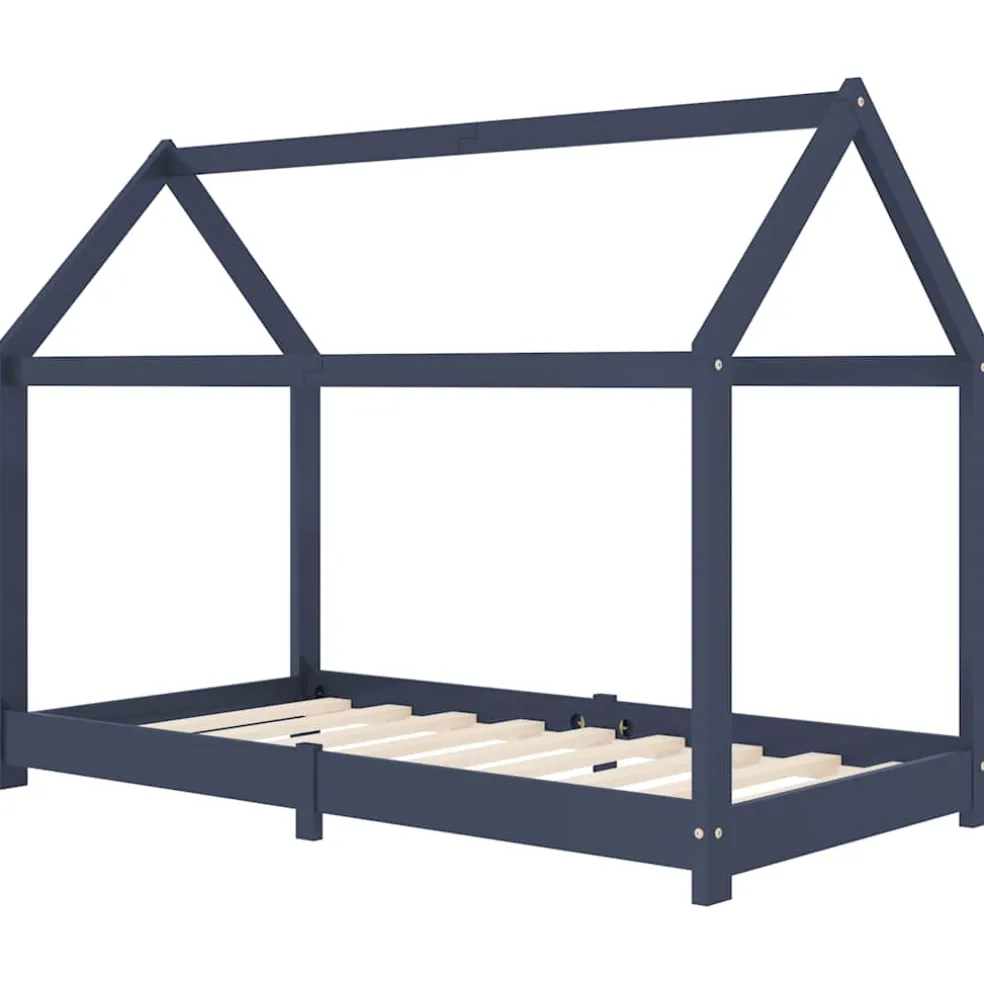 vidaXL Kinderbedframe massief grenenhout grijs 70x140 cm