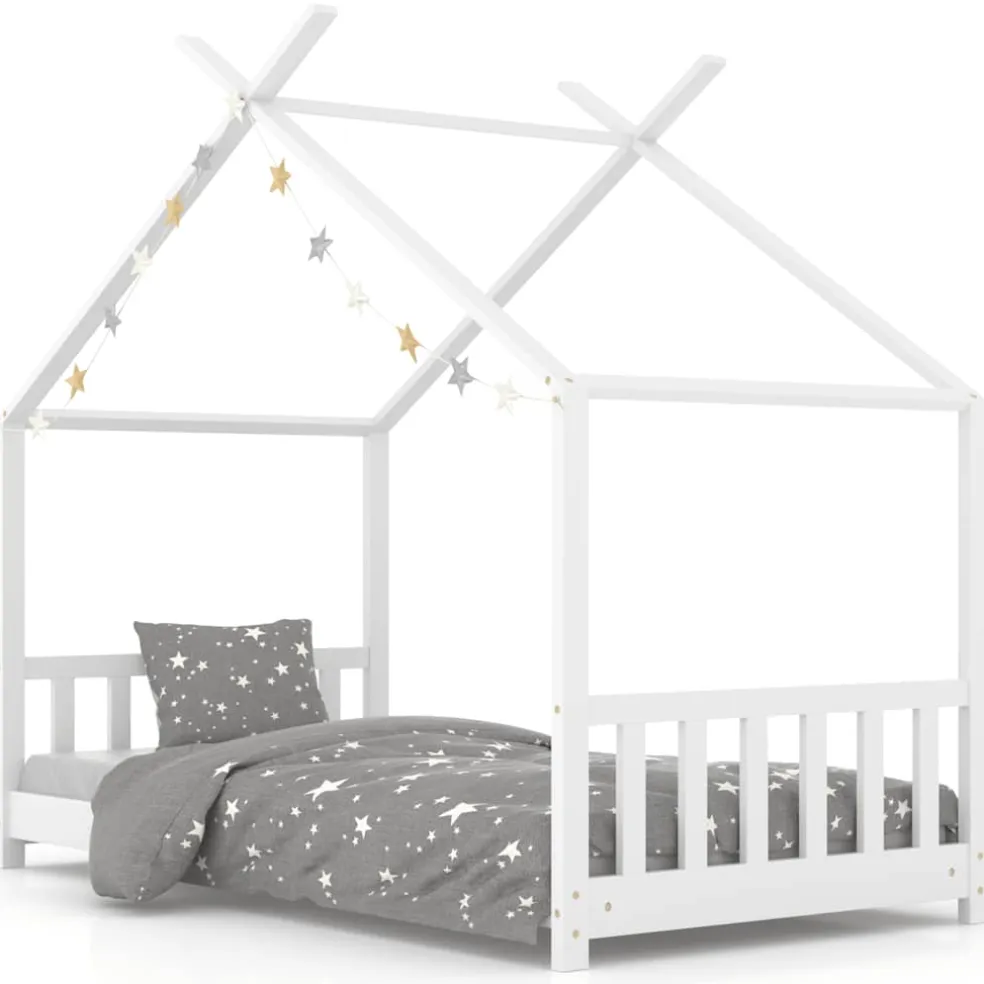 vidaXL Kinderbedframe massief grenenhout wit 70x140 cm