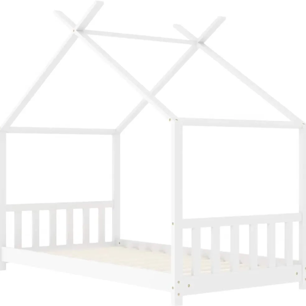 vidaXL Kinderbedframe massief grenenhout wit 70x140 cm
