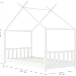 vidaXL Kinderbedframe massief grenenhout wit 70x140 cm