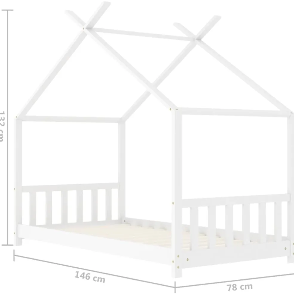 vidaXL Kinderbedframe massief grenenhout wit 70x140 cm