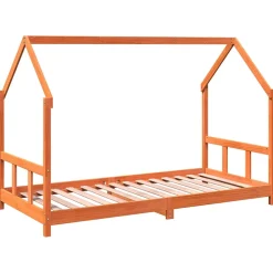 vidaXL Kinderbedframe massief grenenhout wasbruin 90x190 cm