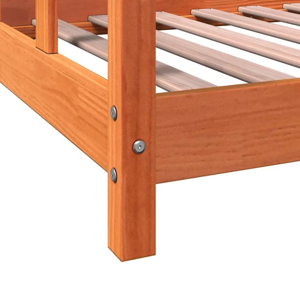 vidaXL Kinderbedframe massief grenenhout wasbruin 90x190 cm