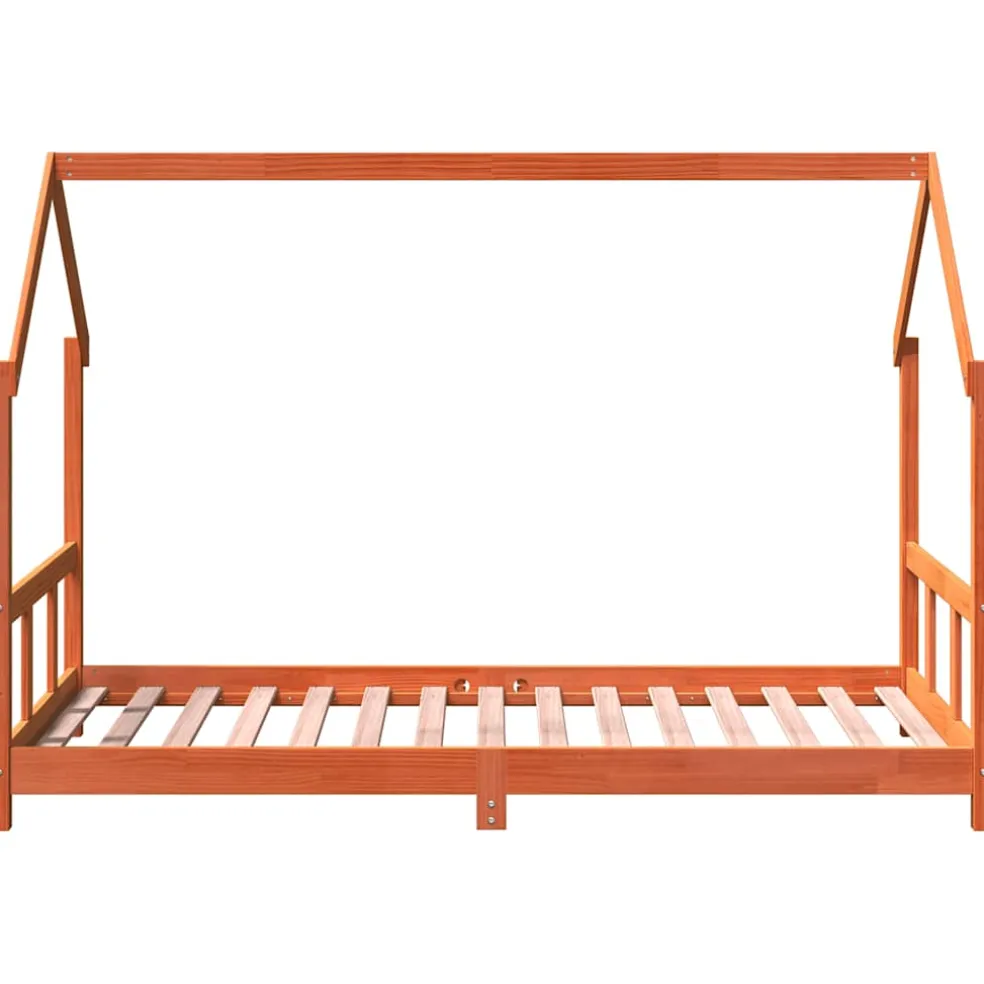 vidaXL Kinderbedframe massief grenenhout wasbruin 90x190 cm
