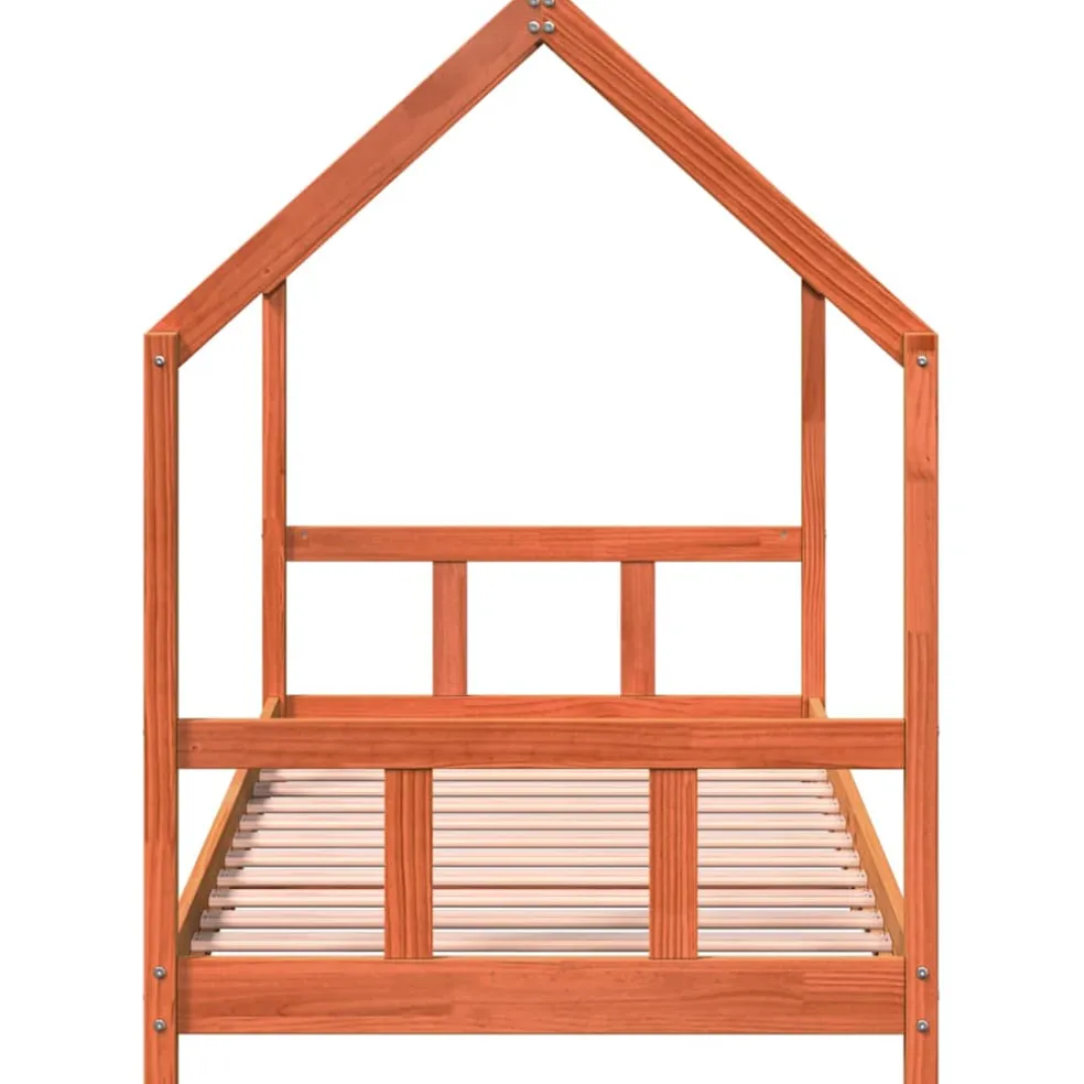 vidaXL Kinderbedframe massief grenenhout wasbruin 90x190 cm