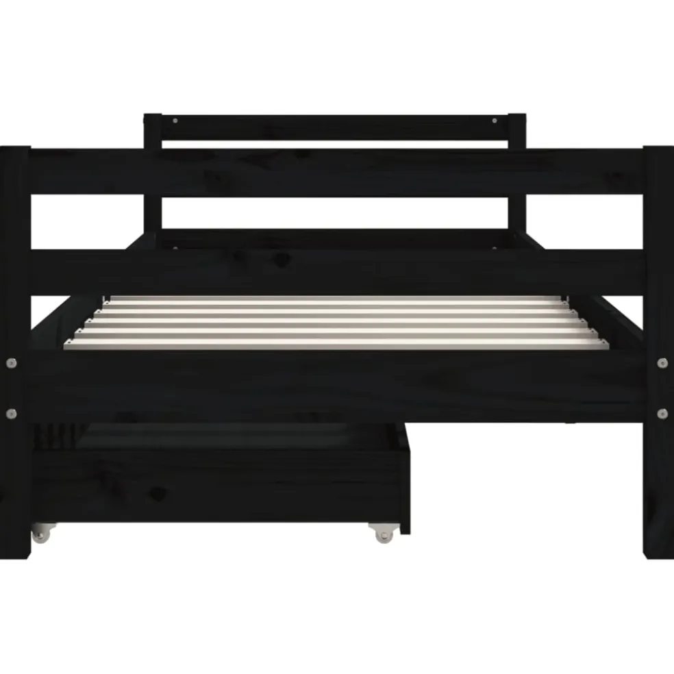 vidaXL Kinderbedframe met lades 80x200 cm massief grenenhout zwart