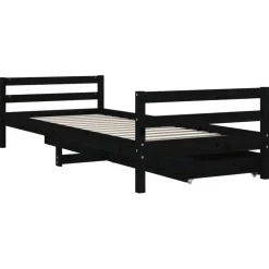 vidaXL Kinderbedframe met lades 80x200 cm massief grenenhout zwart