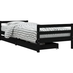 vidaXL Kinderbedframe met lades 80x200 cm massief grenenhout zwart