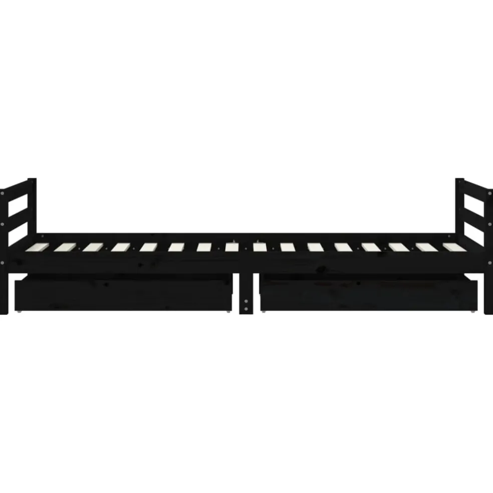 vidaXL Kinderbedframe met lades 80x200 cm massief grenenhout zwart