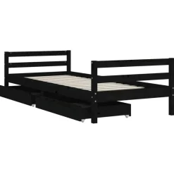 vidaXL Kinderbedframe met lades 80x200 cm massief grenenhout zwart